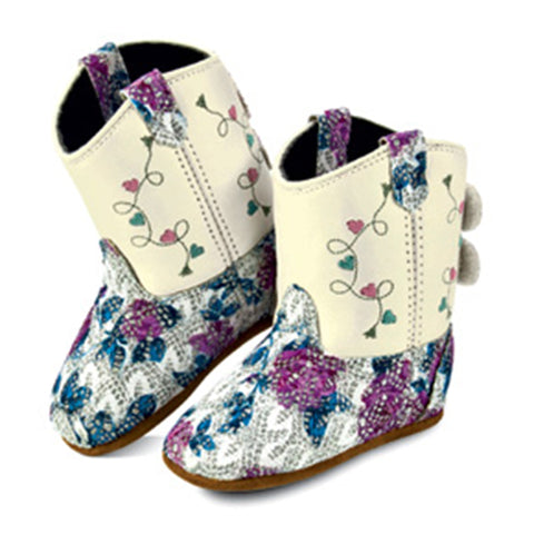 Old West Infant Purple Flowers Baby Boots