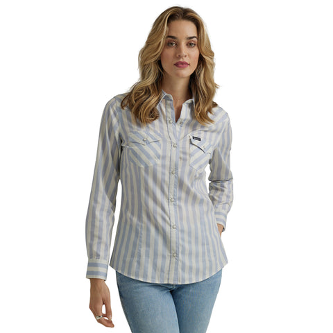 Wrangler Women's Blue & White Stripe Shirt