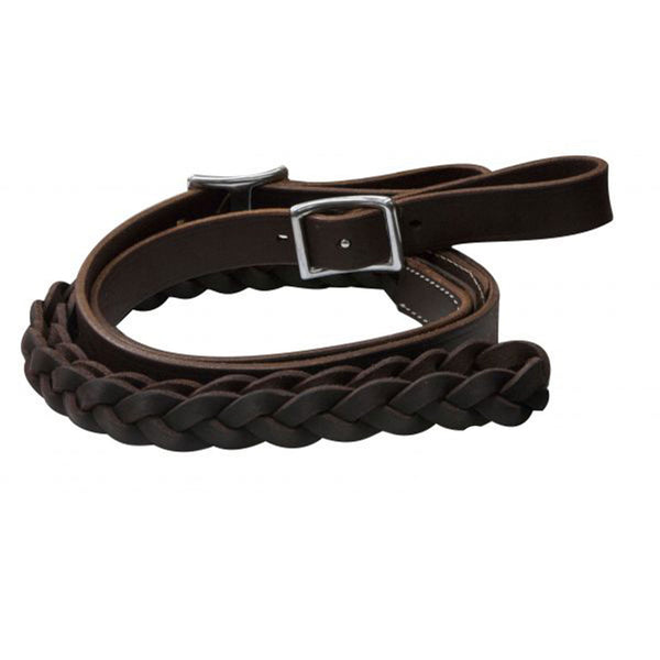 thumbnail image 2 of Showman 1/2 X 8' Argentina Cow Leather Brass Studded Contest Reins 2 of 6