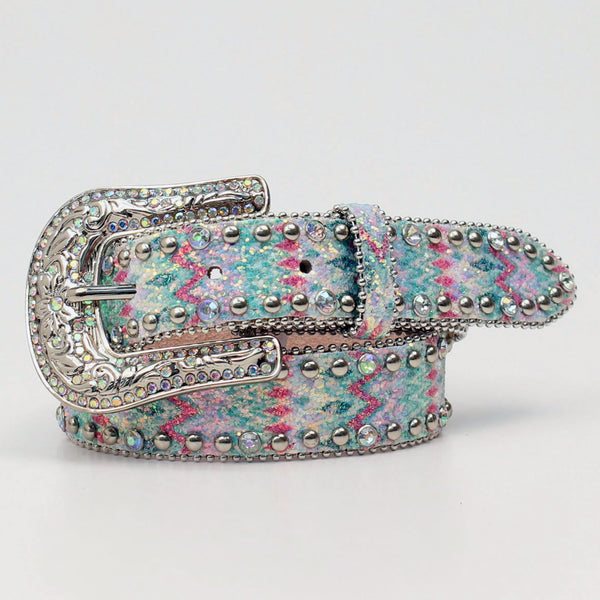 Angel Ranch Western Silver Rhinestone Lace Scalloped Feminine Belt Womens S W. AR Lace Rhinestone Belt — Teskeys main image 4