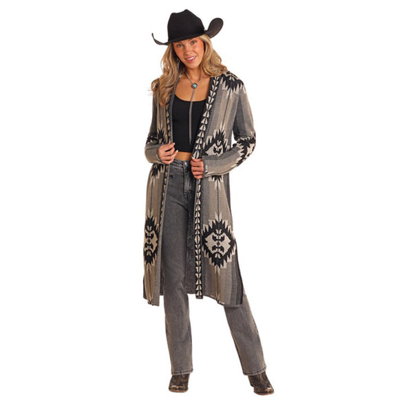 Rock Roll Women's Aztec Cardigan Duster
