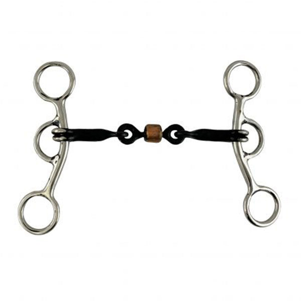 Showman Brown Steel Chain Mouth Bit With Copper Roller - For Average Full Size Horses