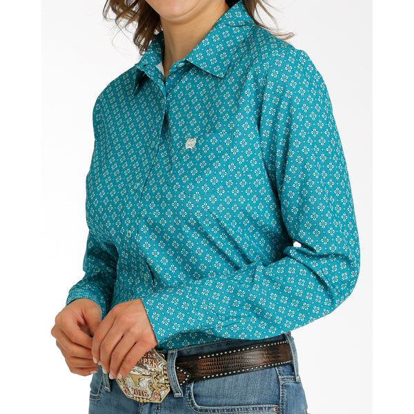 Women's Cinch Stripe Long Sleeve| Tencel | Teal main image 0