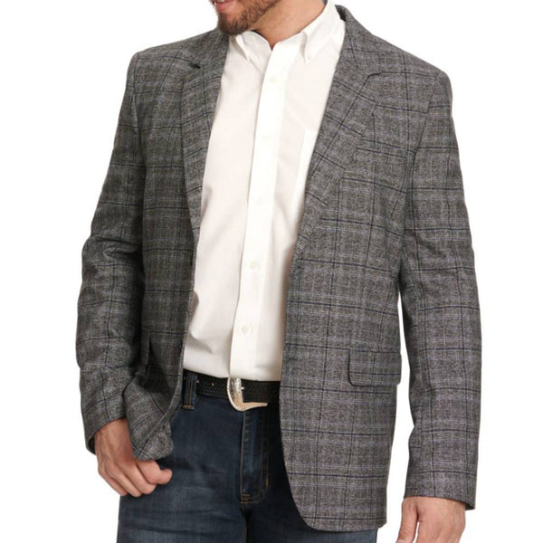 Rock Roll Men's Charcoal Plaid Sports Coat