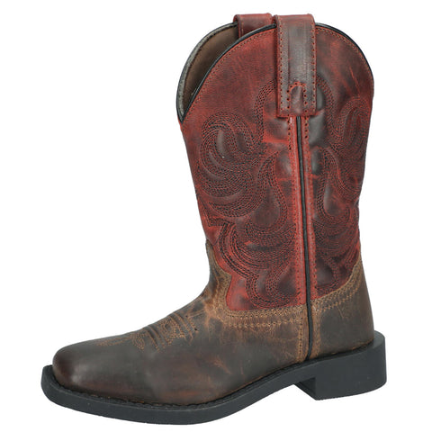 Smoky Mountain Kid's Tucson Brown & Red Square Toe