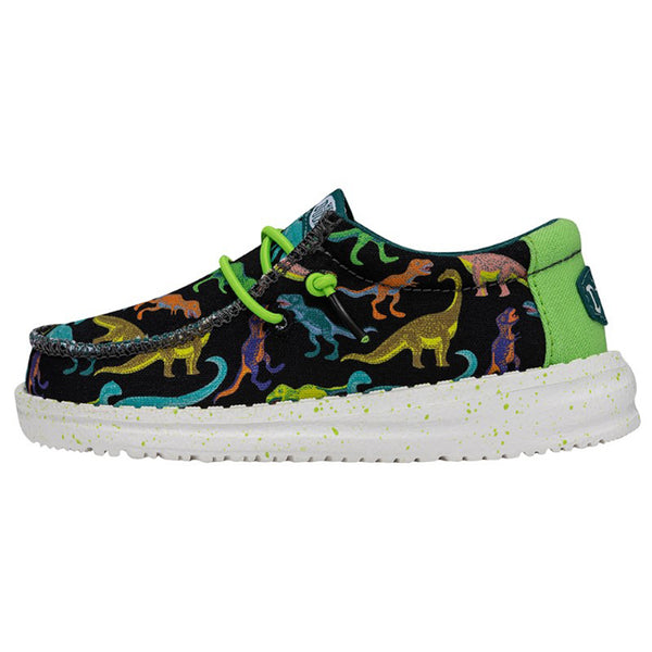 Hey Dude Wally Toddler Dino Black/Lime Shoes