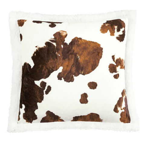 Brown & White Cow Print Pillow
