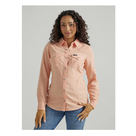 Wrangler Women's Solid Peach Long Sleeve