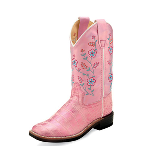 Old West Girl's Pink Flowered Boots