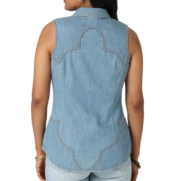 Fashionable Retro Long Sleeved Denim Shirt Top main image 0