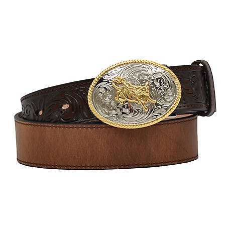 3D Kid's  Brown Floral Tooled Ends with Bullrider Buckle