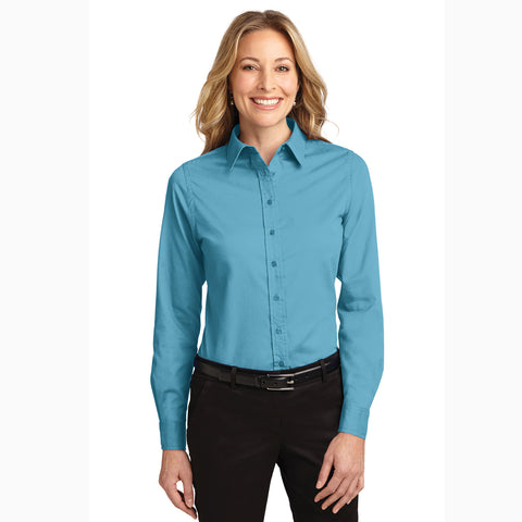 Port Authority Women's Maui Blue Long Sleeve Shirt