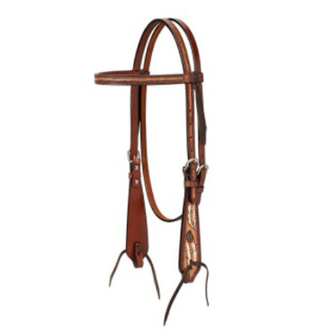 Weaver Turquoise Cross Coco Feather Brow Headstall