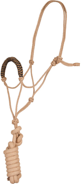 Jute Rope Halter and Lead with Color Noseband - Black/Tan