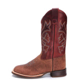 Boy's Distressed Brown and Rust Square Toe Boot