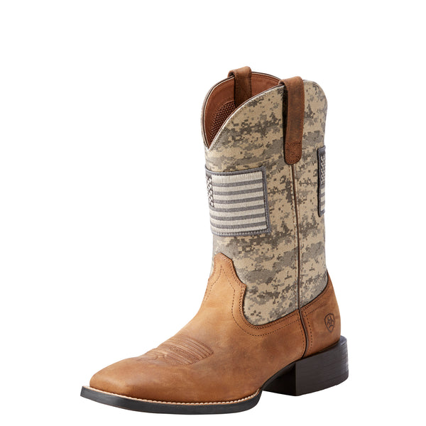 Ariat Mens Militaru Suede Cowboy Boots USA Camo Shaft Flag Patch Shoes Sz 13D Ariat Youth Patriot Leather Western Boots – Boot Country main image 4