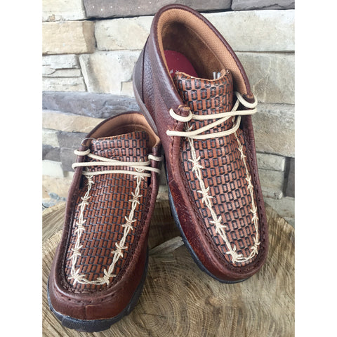 WE Exclusive~ Twisted X Kid's Brown Tooled Barbwire Driving Moc