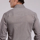 Back side view of the shirt, has a western yoke. 
