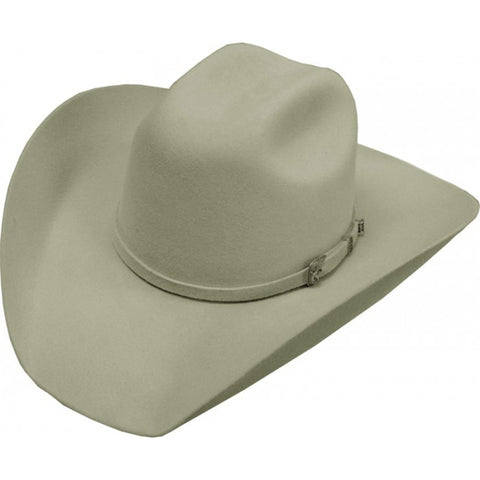 Light grey Silverton style felt cowboy hat with hand band and buckle. 