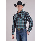 Men's Roper Snap Front Shirt in Black & Teal