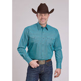 Roper Men's Long Sleeve Snap Aztec Diamond Geo Blue Western Shirt