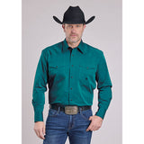 Roper Men's Solid Teal Poplin Button Up