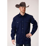 Roper Men's Navy Brush Twill Long Sleeve
