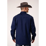 Roper Men's Navy Brush Twill Long Sleeve