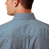 Blue and orange print short sleeve - back