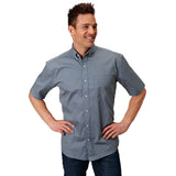 Blue and orange print short sleeve