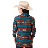  Women's Ombre Aztec Horizontal Stripe Button Down by Roper