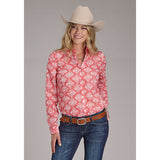 ROPER WOMENS IKAT AZTEC POLYESTER BLOUSE - PINK