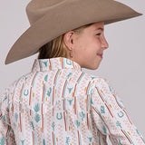 Close up view of the back side of the girls Checkers Long Sleeve Shirt 