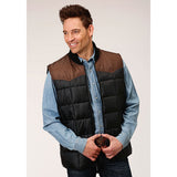 Roper Men's Quilted Poly Filled Vest in Black & Brown Colors