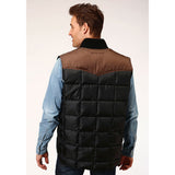 Roper Men's Quilted Poly Filled Vest in Black & Brown Colors Back View