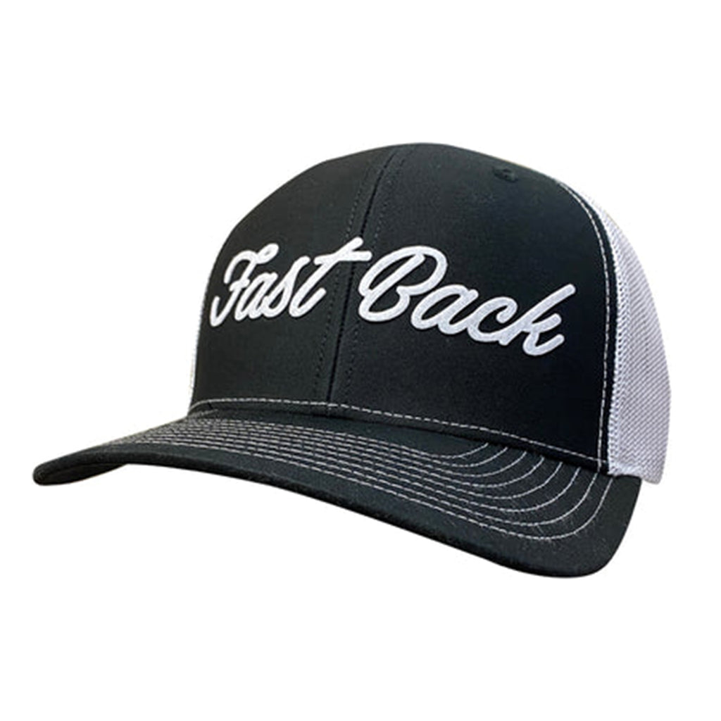 Fast Back Black/White Script Cap