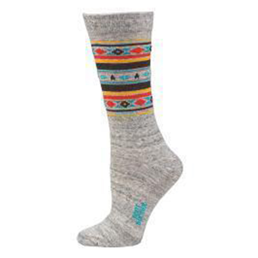 Southwestern Print Heather Grey Crew Sock