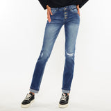 KanCan Women's Mid Rise Skinny Straight Leg Jeans