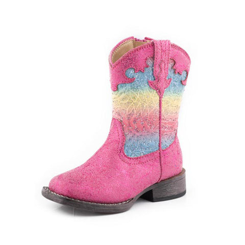 Pink Multi Glitter Lace Boot, showing the sparkly glitter lace shaft and soft pink foot.