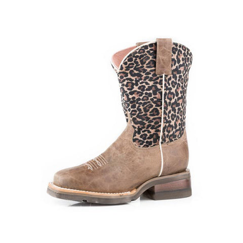 Girls’ Roper cheetah print square toe Western boots 