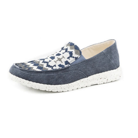 Navy Aztec Canvas Slip On Shoe