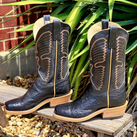 Olathe Black Smooth Ostrich Boots