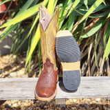 Anderson Bean Tobacco & Metallic Gold Ostrich Boots