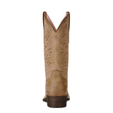Back side view of the Women's Brown Bomber Remuda Square Toe Boots. 