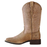 Full side view of Women's Brown Bomber Remuda Square Toe Boots. 