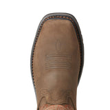 Top side view of the toe on the Sierra Delta Waterproof Steel Toe Work Boots.
