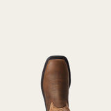 Top side view of the toe on the Big Rig Work Boots. 