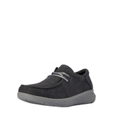 angle view of grey shoe with grey laces