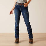 Ariat Riveter women’s work jeans in dark denim with double front panels.
