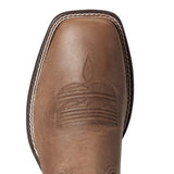 Brown Square Toe Boot on White Background- Toe